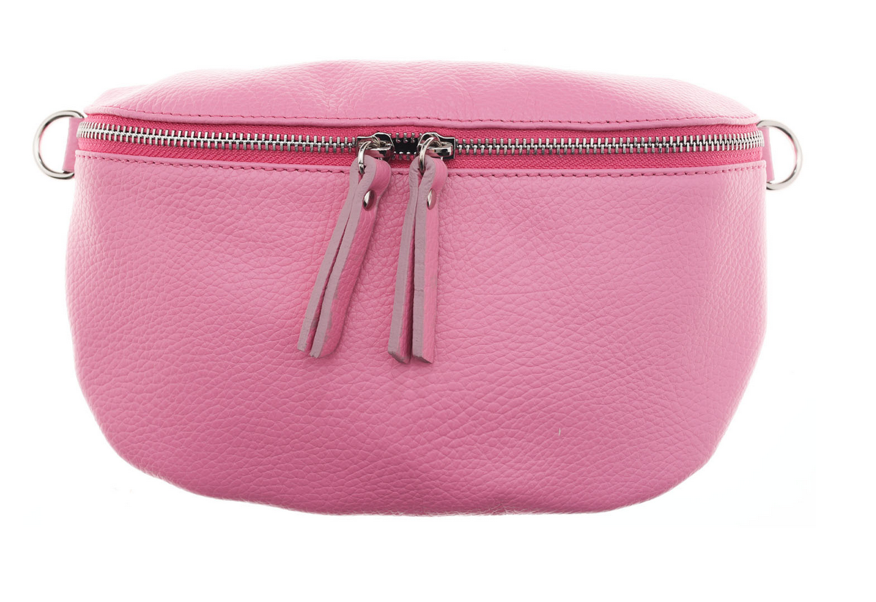 XL Cross-Body Bag aus Leder mit 2 Wege-RV Farbe pink, mit Schultergurt aus gleicherm Material