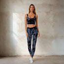 Yoga leggings YAMUNA, blue batik mit shape-Effekt - High Waist Yoga Leggings YAMUNA, Farbe Blue Batik - kamah yoga and style