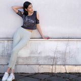 Yoga-Top "Raffaela", Everglades - Cropped Top mit Schulter Cut Outs - Kamah Yoga and Style