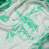 feiner Cashmere Plaid mit Print, hellgrau/grün