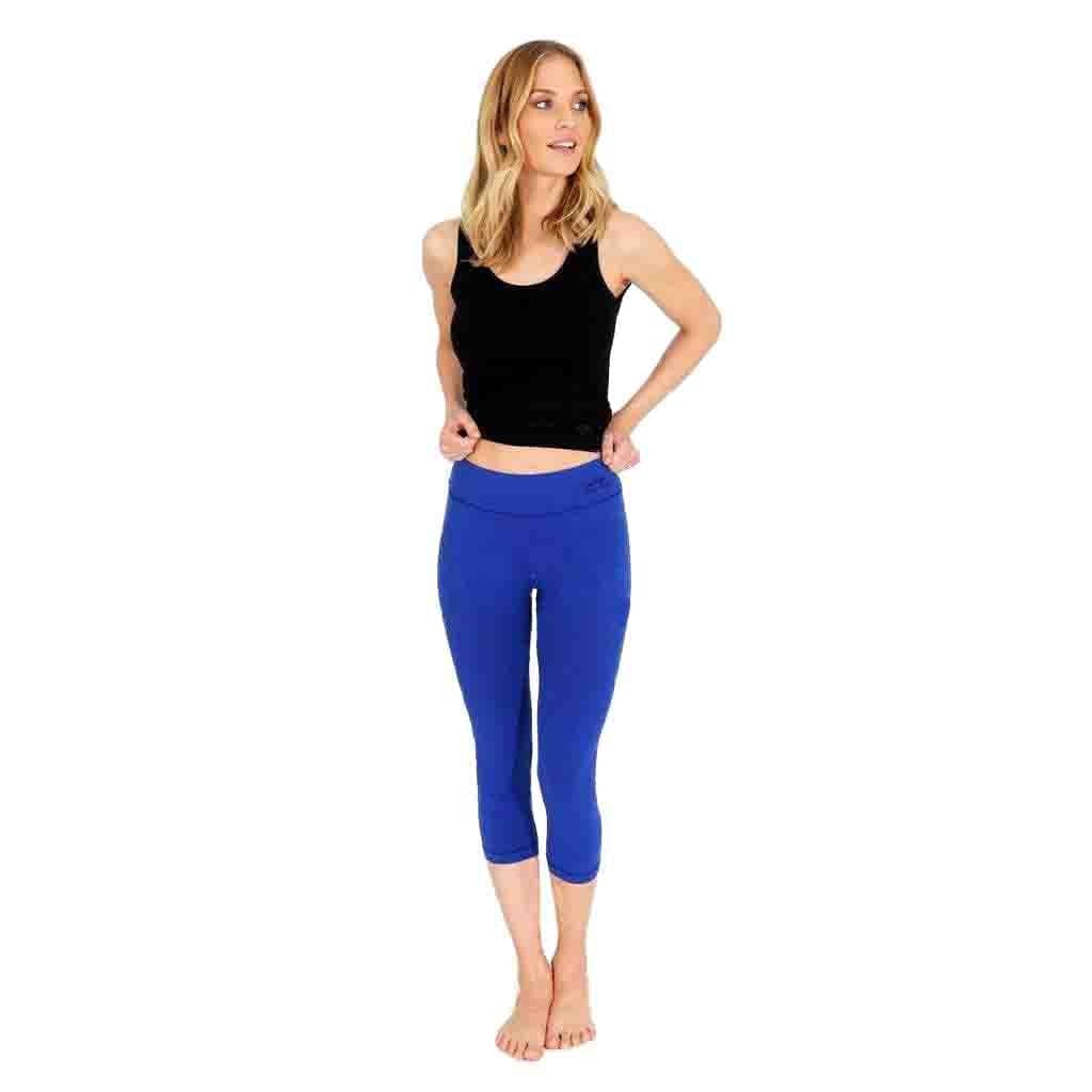 cropped Yoga tights LISSY, color mediterraneo , eco Cotton - Capri Leggings - Kamah Yoga and Style