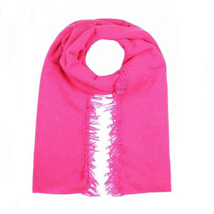 luxuriöser unisex XXL Schal aus 100% pure Cashmere mit kleinen Fransen, Farbe neon pink