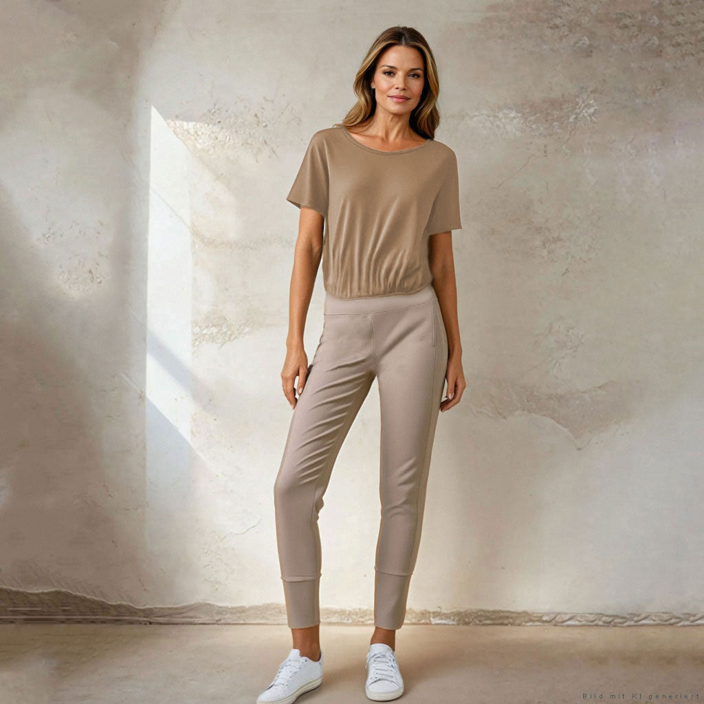 oversized T-Shirt AMINA mit Tunnelzug am Saum, individuell justierbar - Yoga T Shirt mit Tunnelzug AMINA  - tangerine - kamah yoga and style