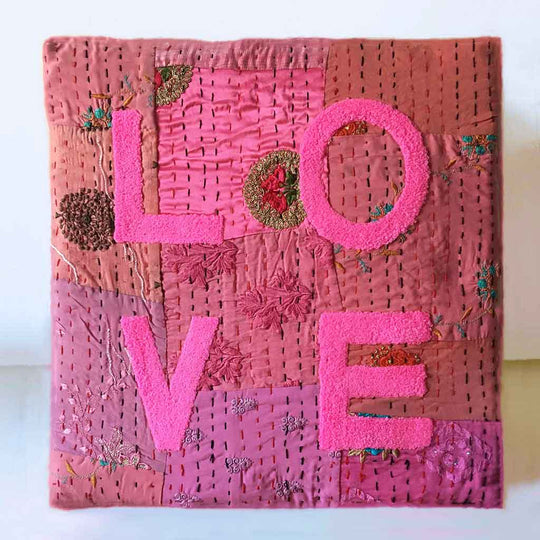 bestickte Kissen aus traditionell indischen Baumwollstoffen  - handgemachtes Upcycling Unikate