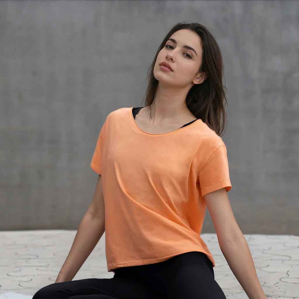 yoga Shirt mit Tunnelzug am Saum, individuell justierbar - Yoga T Shirt mit Tunnelzug AMINA  - in verschiedenen Farben - kamah yoga and style