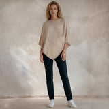 Cashmere Poncho - kurzer Poncho aus 100% Cashmere - Farbe sand-melange - kamah yoga and style