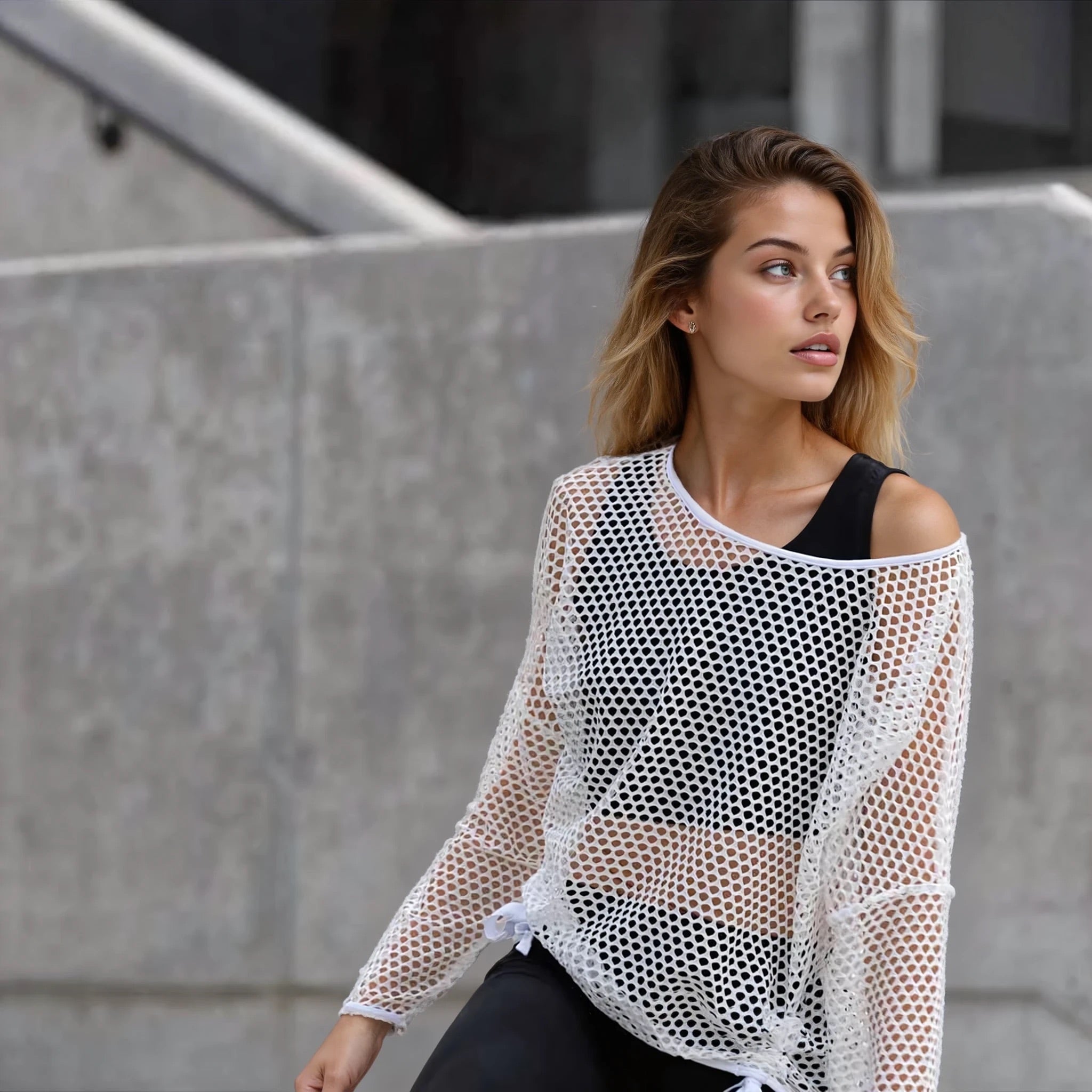 Yoga  Fashion Top SUNGELA – Supreme Mesh Pullover für Damen, one size - verschiedene Farben - kamah 