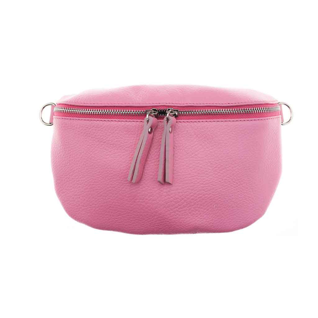 XL Cross-Body Bag aus Leder mit 2 Wege-RV Farbe pink, mit Schultergurt aus gleicherm Material