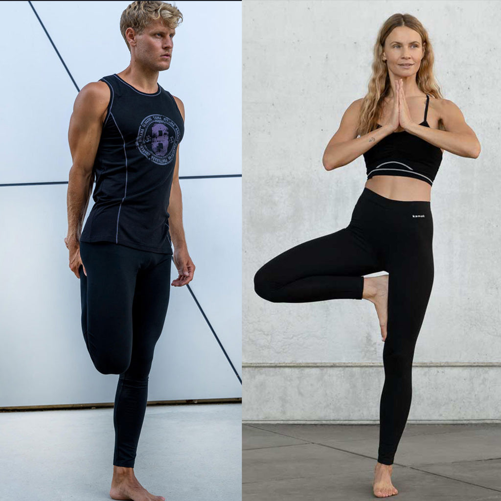 unisex midwaist Yoga Leggings JOLIE, color charcoal, Front, kamah