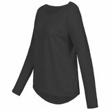 Shirt "VALERIE", charcoal - Basic Langarmshirt, Seitenansicht, kamah Yoga & Style
