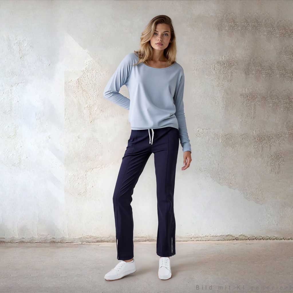 Yogahose SARAH, Farbe nightblue, Sporthose, Yogakleidung | kamah - Track Pant mit seitl Reissverschluss SARAH -   Farbe  nightblue - kamah yoga and style