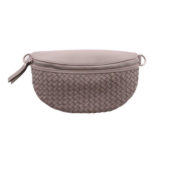 Cross Body-Bag, geflochtenes Leder, Farbe nude