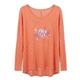 Langarmshirt MELODY, Farbe offwhite, Viskose, Leinen | kamah - Lounge-Shirt "Melody Aloha"- neon purple - Lässiges Langarmshirt mit Print - kamah yoga and style