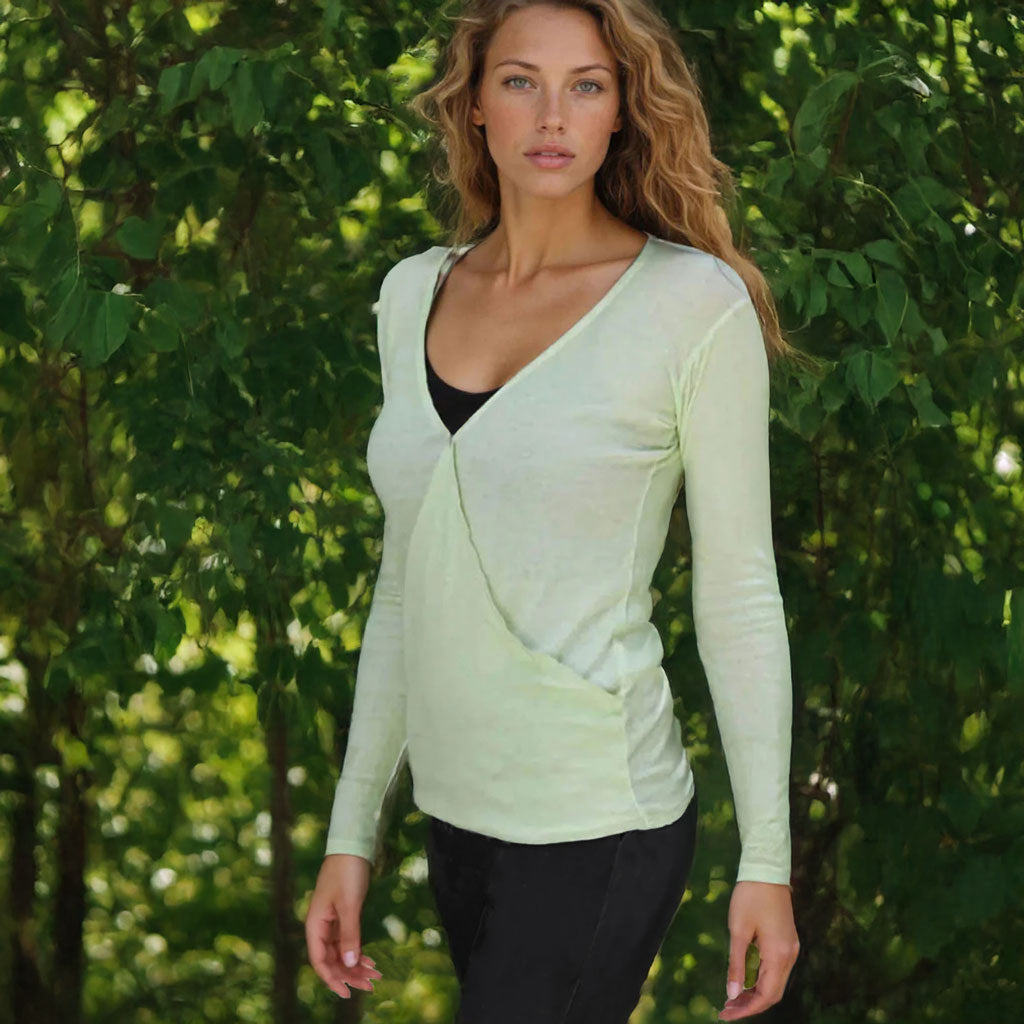 Yoga Langarmshirt SUSAN, verschiedene Farben, Wrap Pulli | kamah - Yoga Langarmshirt in Wickeloptik SUSAN - verschiedene Farben - kamah yoga and style