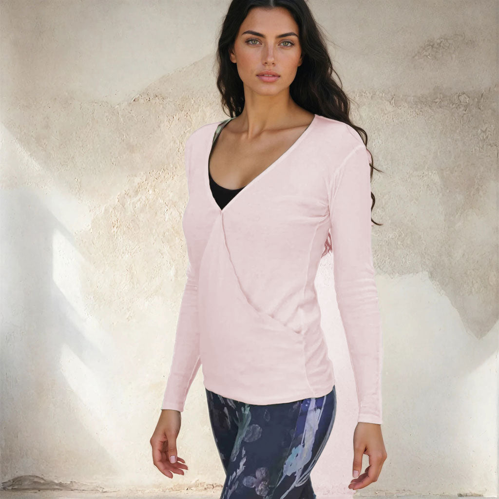 Yoga Langarmshirt SUSAN, verschiedene Farben, Wrap Pulli | kamah - Yoga Langarmshirt in Wickeloptik SUSAN - verschiedene Farben - kamah yoga and style