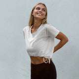 oversized T-Shirt AMINA mit Tunnelzug am Saum, individuell justuerbar - lockeres Yoga T Shirt mit Tunnelzug AMINA  - Farbe offwhite - kamah yoga and style