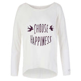 Langarmshirt MELODY "Choose Happiness", Farbe: stone | kamah - Lounge-Shirt "Melody", offwhite - Lässiges Langarmshirt mit Print - kamah yoga and style