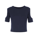 Yoga-Top "Raffaela", night blue - Cropped Top mit Schulter Cut Outs - Kamah Yoga and Style