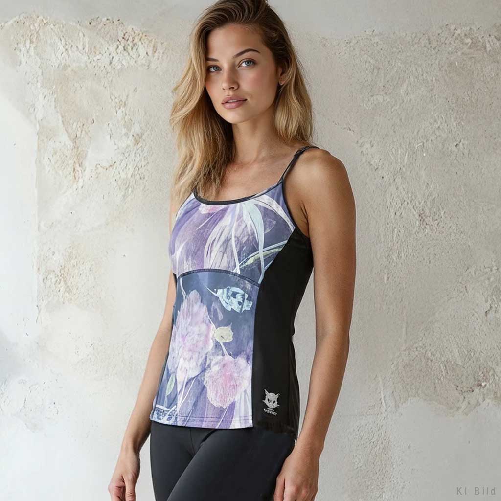 Yoga Top mit Innen-Bra SVENJA , Allover Print shang li - kamah yoga and style