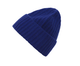 unisex Rib knit Beanie aus super soft cashmere, Farbe mediterraneo blu