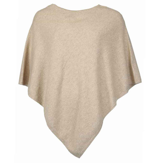 kurzer Poncho aus 100% Cashmere - Farbe sand-melange