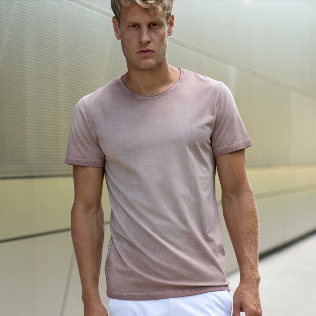 unisex Herren Kurzarm T--Shirt SABU, col. Nougat, piece dye –Kamah Yoga and Style