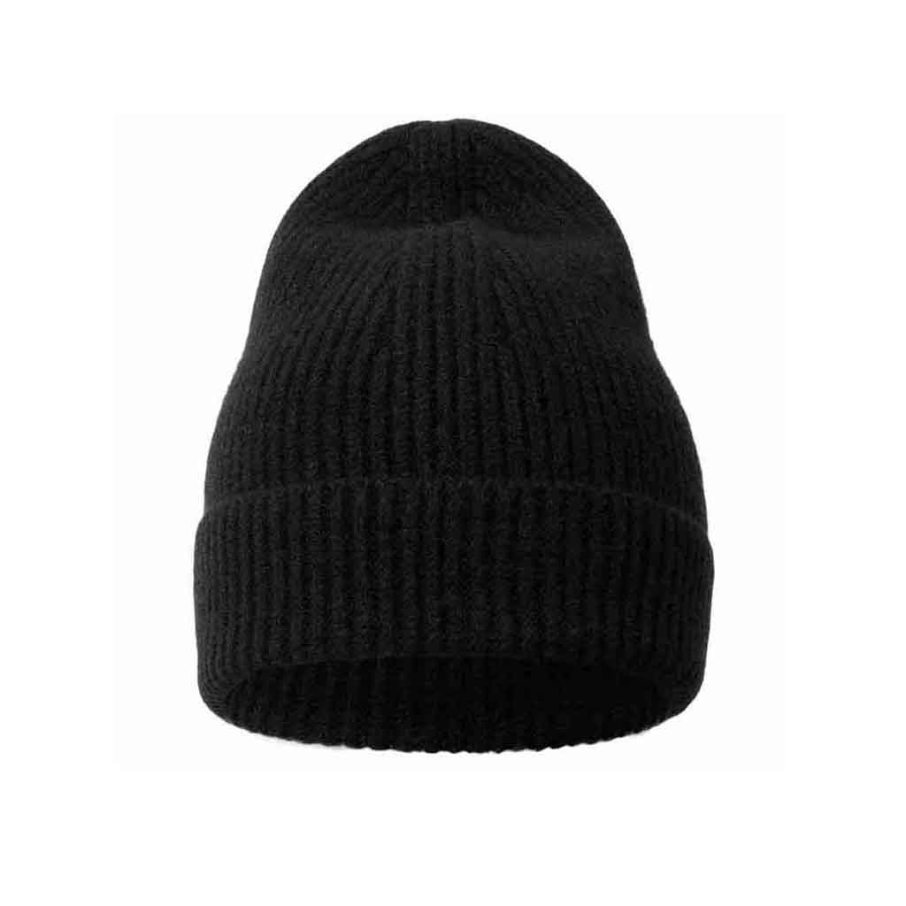 Ribstrick-Mütze aus Baumwoll-Viskose-Material, black, kamah Yoga & Style