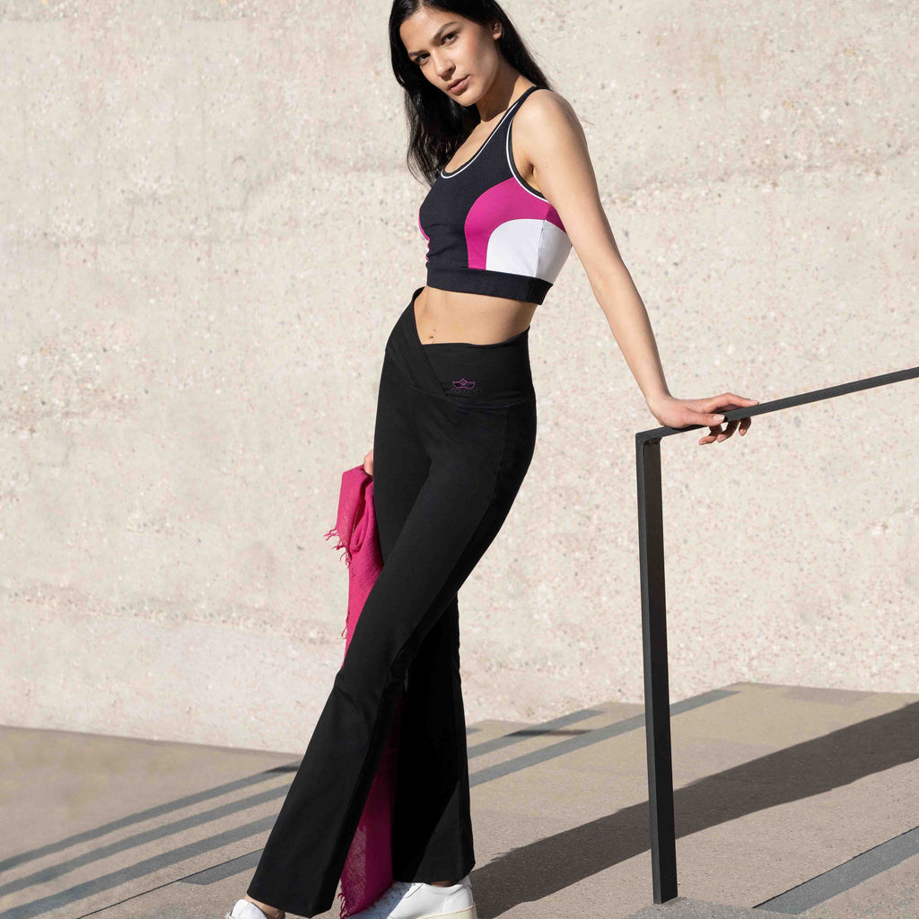 Yoga Pant "Stefania", charcoal - Yoga Hose mit hohem Bund - Kamah Yoga and Style