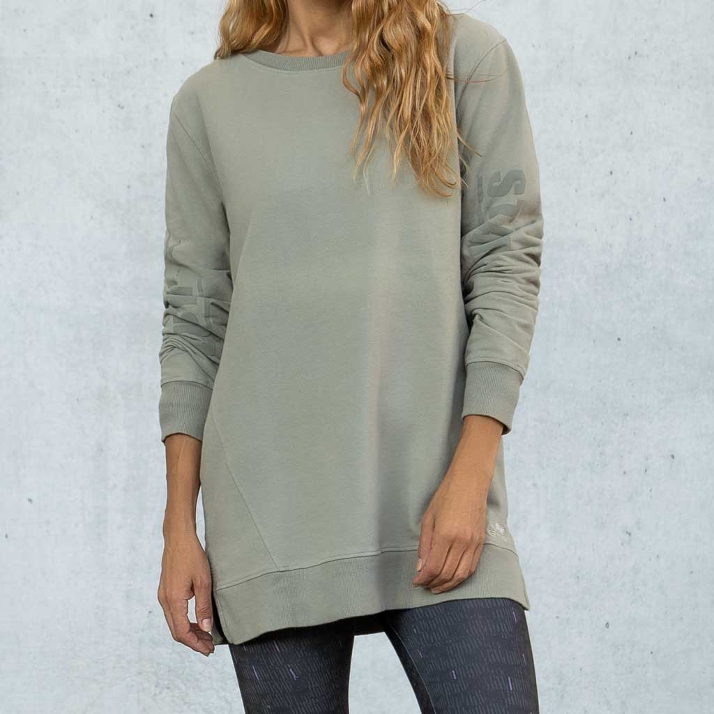 Long Sweater TIFFANY, reed - Kuscheliges oversized Sweatshirt - Kamah Yoga and Style