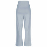 Lounge Pant "Zen", Blue Fog - softe 7/8 Yoga Hose mit Umschlagbund, high waist rückansicht