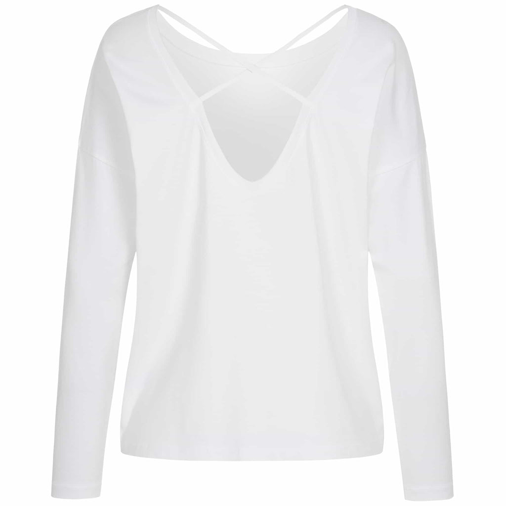 Lounge Shirt Xyla, white, lässiges Langarmshirt, kamah Yoga and Style, Rückansicht