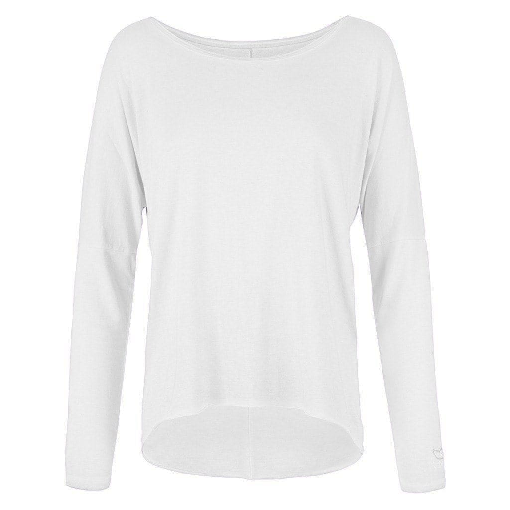 Shirt "VALERIE", white - Basic Langarmshirt, Frontansicht, kamah Yoga & Style