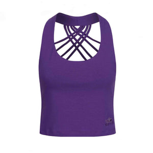 Yoga Top "XENIA", lilac - Bustier Top aus Bio-Baumwolle mit schönem Rückendetail, Frontansicht