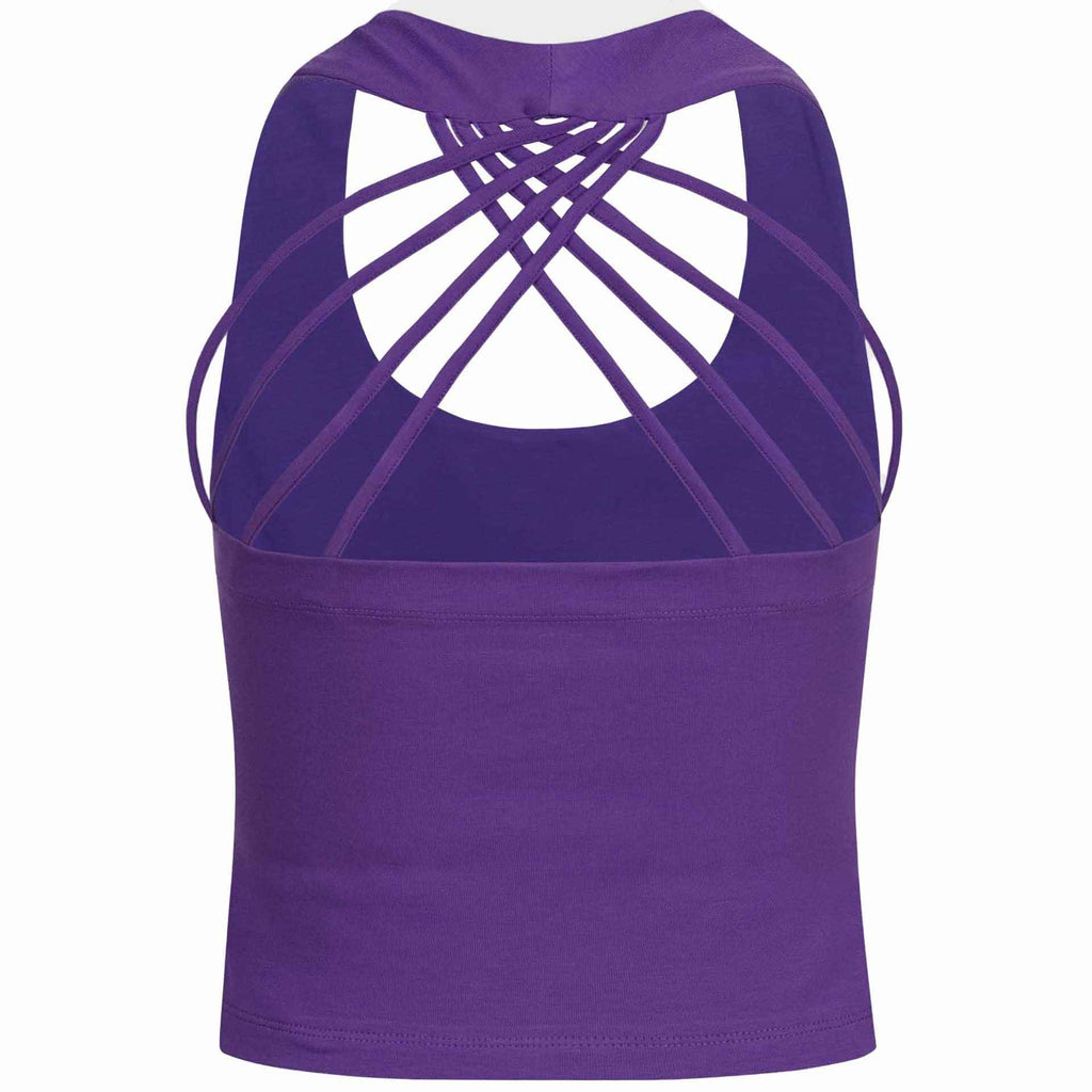 Yoga Top "XENIA", lilac - Bustier Top aus Bio-Baumwolle mit schönem Rückendetail, Rückenansicht