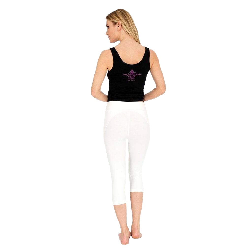 Soft yoga pants Anastacia, offwhite - Capri leggings with cover waistband