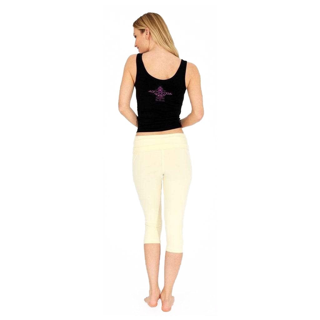 cropped Yoga Tight aus Bio Cotton, ANASTACIA offwhite - Capri Leggings mit Umschlagbund, kamah