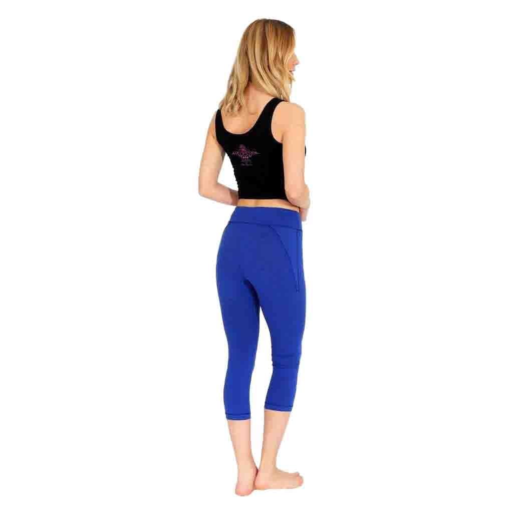 cropped Yoga tights LISSY, color mediterraneo, eco Cotton - Capri Leggings - Kamah Yoga and Style