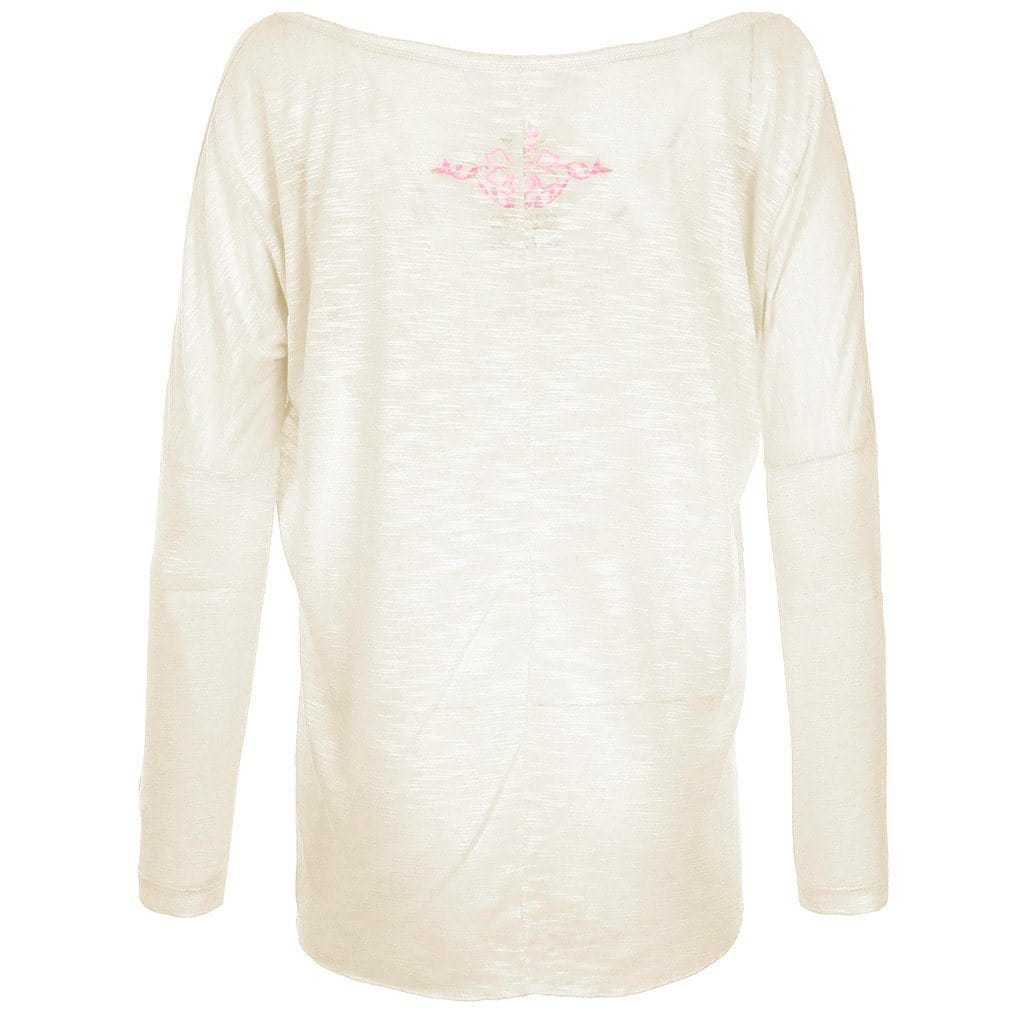 Langarmshirt MELODY, Farbe offwhite, Viskose, Leinen | kamah - Lounge-Shirt "Melody Aloha", offwhite - Lässiges Langarmshirt mit Print - kamah yoga and style