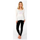 Langarmshirt MELODY, Farbe offwhite, Viskose, Leinen | kamah - Lounge-Shirt "Melody Aloha", offwhite - Lässiges Langarmshirt mit Print - kamah yoga and style
