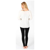 Langarmshirt MELODY, Farbe offwhite, Viskose, Leinen | kamah - Lounge-Shirt "Melody Aloha", offwhite - Lässiges Langarmshirt mit Print - kamah yoga and style