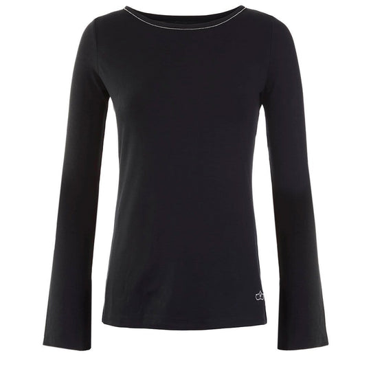 Yoga-Shirt "Tabea", black– Langarmshirt mit Trompetenärmeln