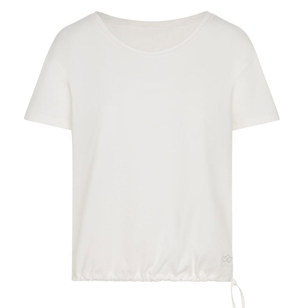 Yoga Shirt "Amina", white - weites Oversize T-Shirt mit Tunnelzug, front
