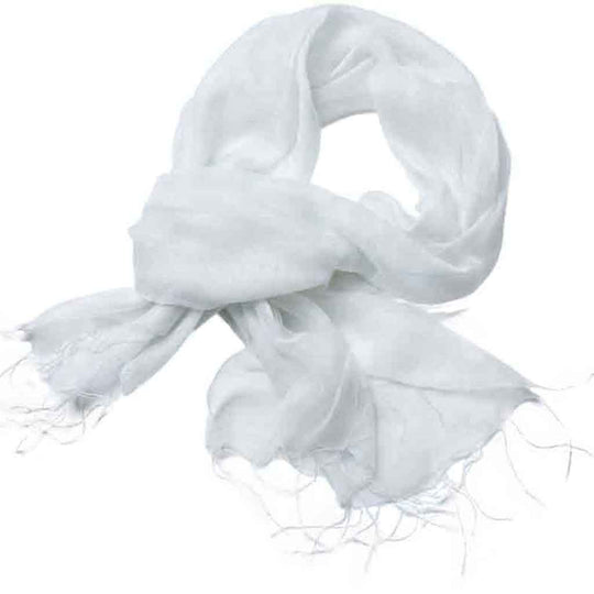 handgewebter Schal aus Rohseide,  weiss